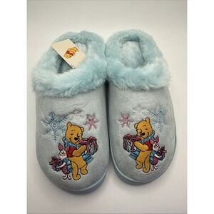 New Disney Winnie The Pooh Piglet Winter Slippers Woman's Size M 7-8 Lt Blue